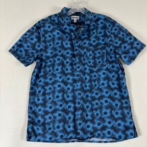 Abound Shirt Button Up Shirt Men's Size M Blue - Black Print Floral Art